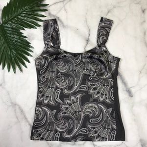 NWOT Ann Taylor Top Medium Paisley Design Grey